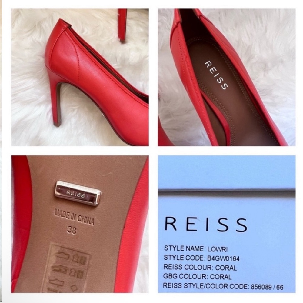 NEW! REISS London “Lowri” Red Leather Court Pumps Heels - Picture 16 of 16